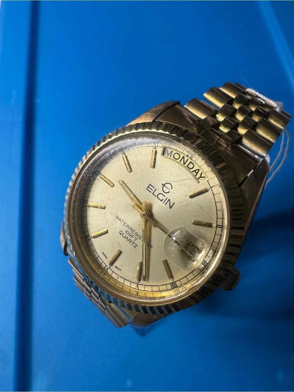 Elgin Men’s Gold Day-Date Quartz Watch